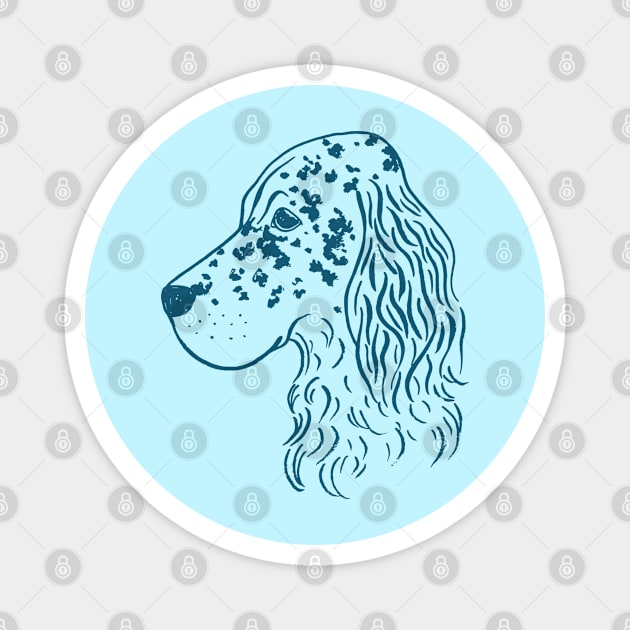 English Setter (Light Blue and Blue) Magnet by illucalliart